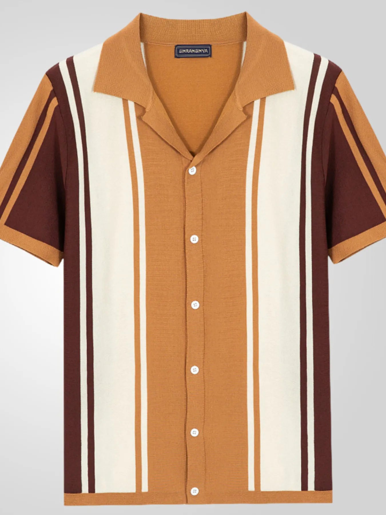 Men's Plus Size Striped Button Up Polo Shirt