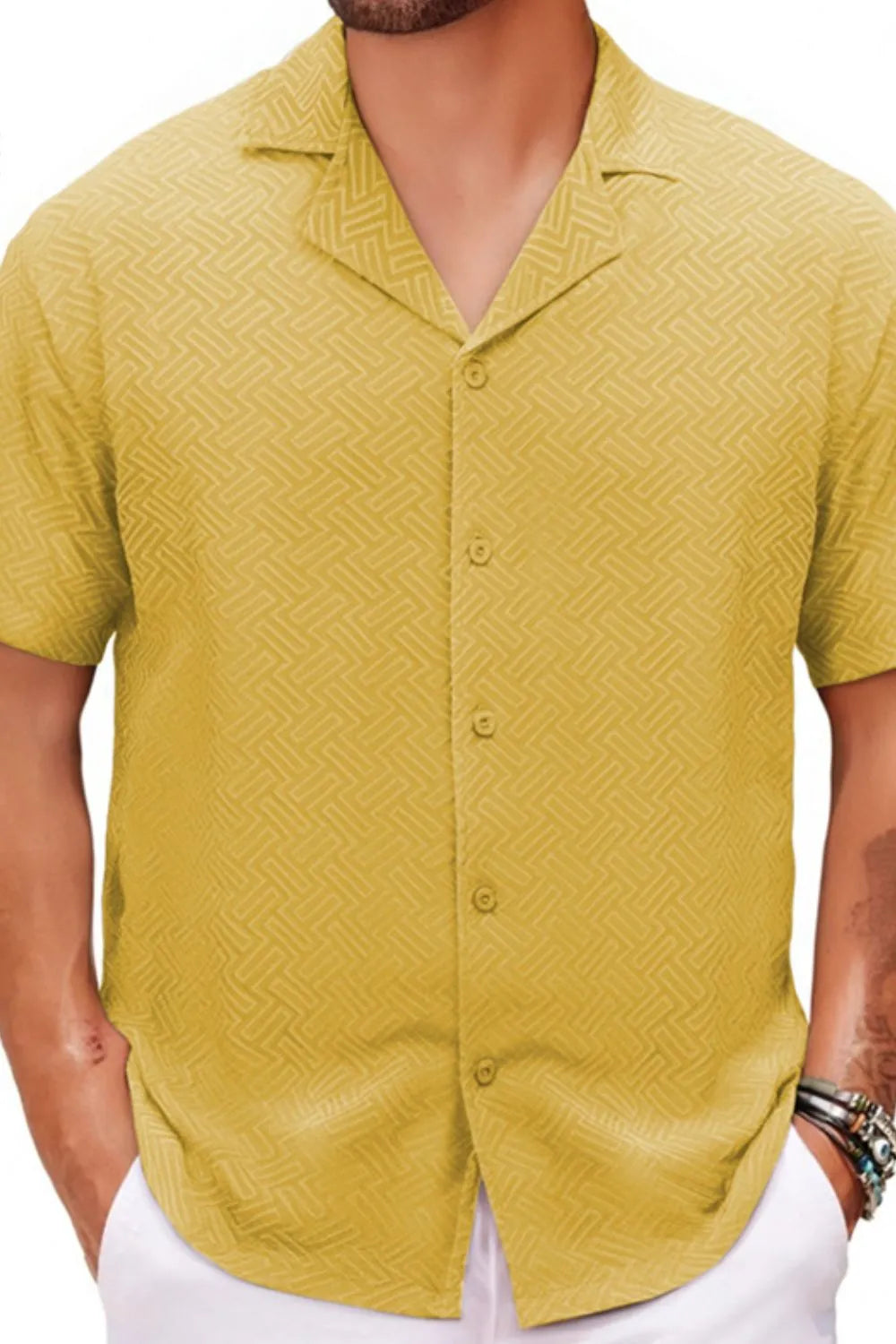 Men's Plus Size Button Down Short Sleeve Shirt