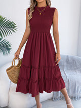 Smocked Sleeveless Tiered Dress