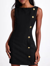 Button Decor Sleeveless Mini Dress