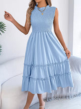 Smocked Sleeveless Tiered Dress