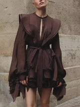 Ruffled Long Sleeve Mini Dress