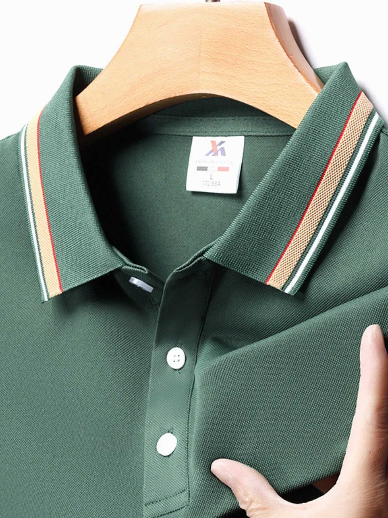 Men's Plus Size Classic Striped Collar Polo Shirt