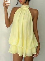 Halter Neck Layered Mini Dress