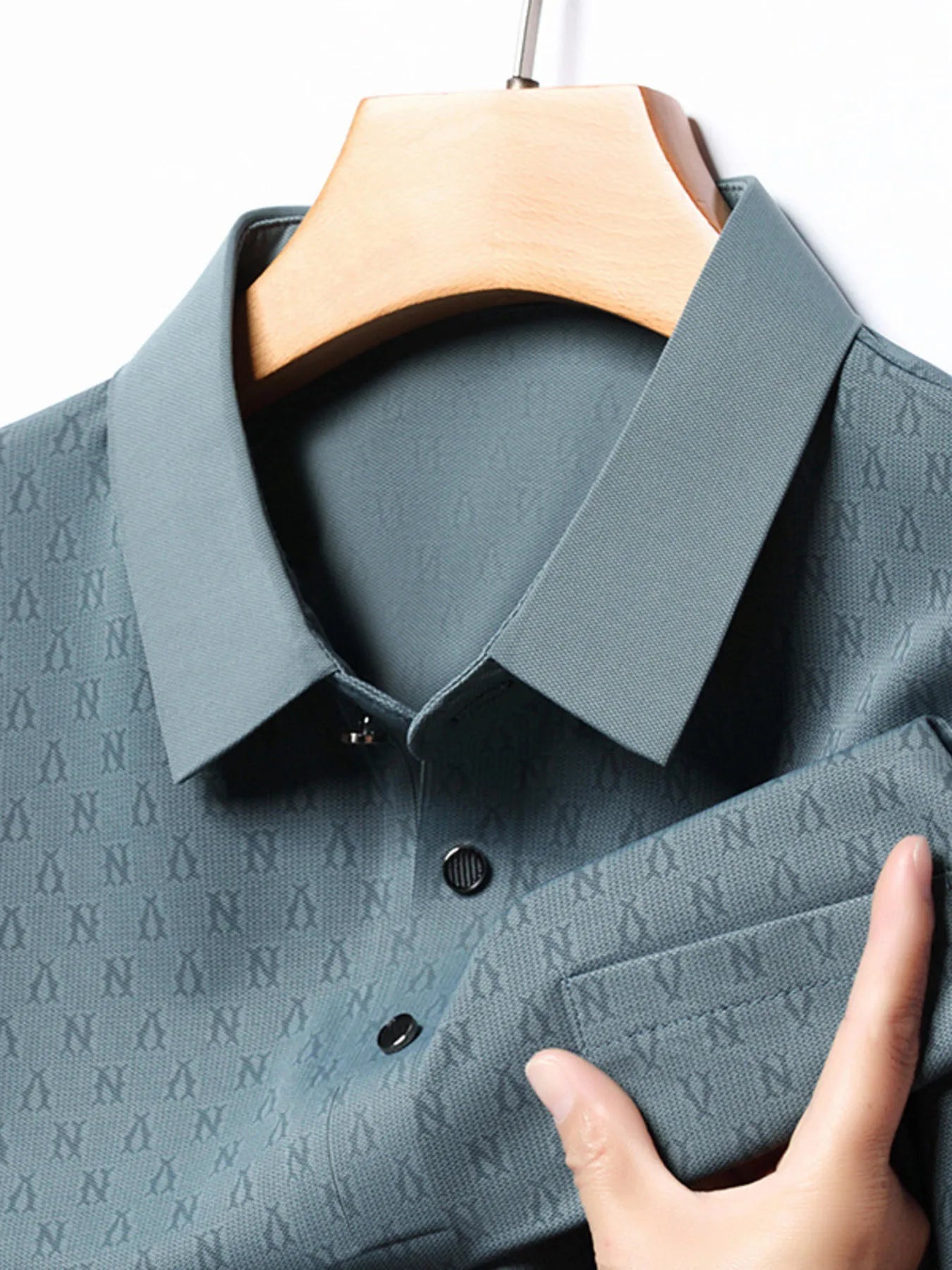 Men's Plus Size Textured Short Sleeve Casual Polo Shirt